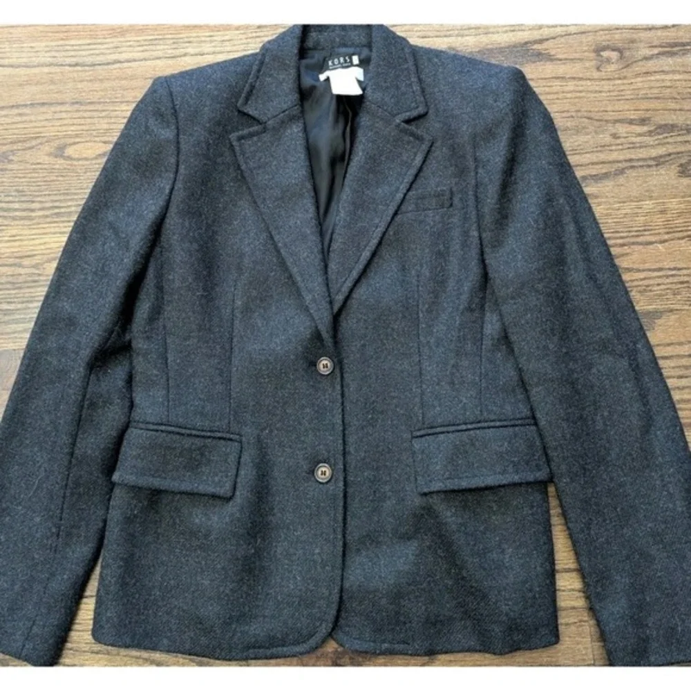 KORS Michael Kors Bergdorf Goodman Gray Wool Blazer Sz 8 Made‎ In Italy Luxury